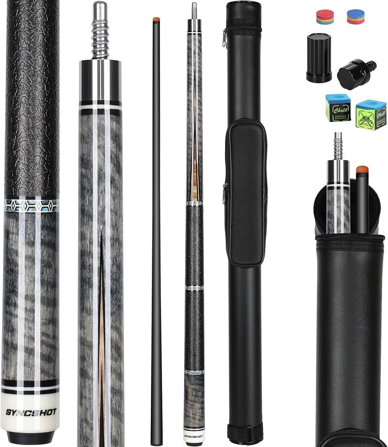 SYNCSHOT Store Carbon Fiber Pool Cue Stick 58" Professional Pool Sticks for Adults Full Carbon Technology Low Deflection Pool Cue Billiard Cues with 12.5mm Tip - Image 1